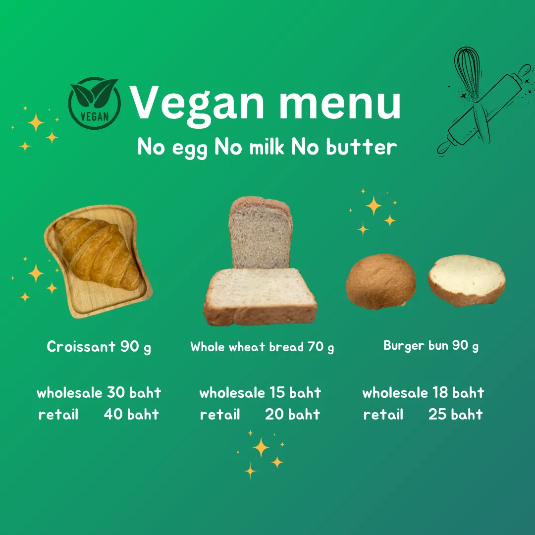 Vegan product menu and options