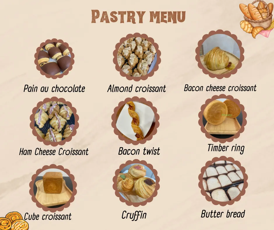 Baked croissant flavour menu
