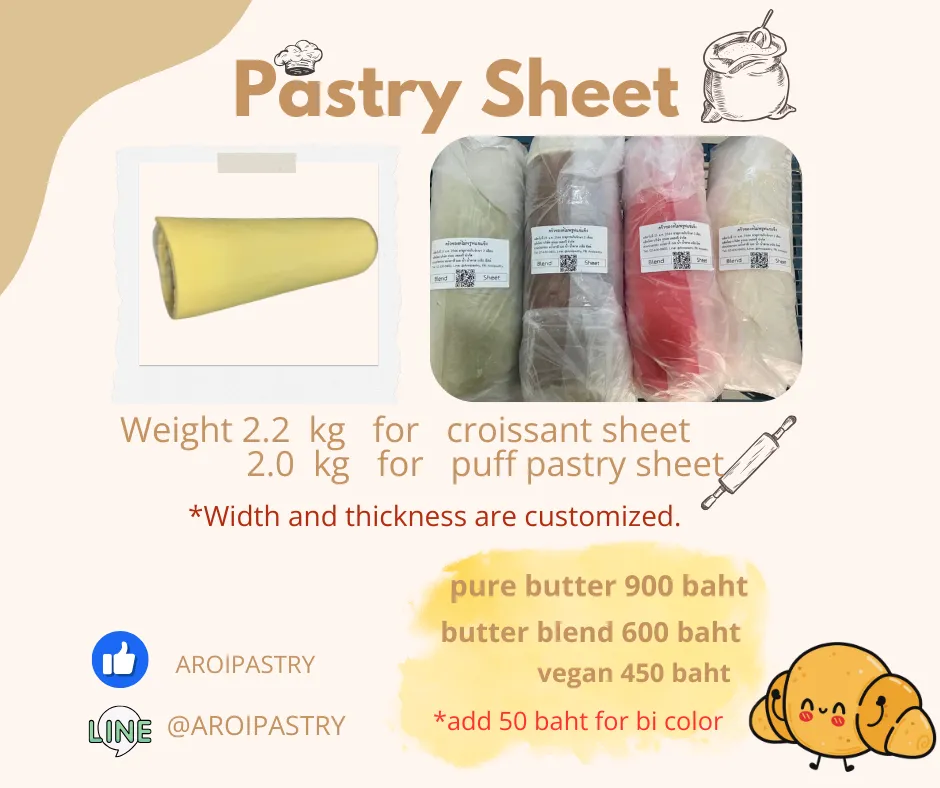 Rolled puff pastry sheets showing flaky layered texture